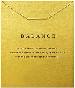 Gold Bar Necklace Gifts for Women Best Friends Girls Friendship Necklaces Balance Pendant Necklace for Women Friends Grandma Gift with Message Card