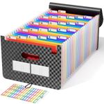 ABC life Expanding File Organisers with Grid Pattern,26 Pockets Filling Boxes Document Organiser, Accordion A4 Desk Folders Expandable, Portable Files Wallets Plastic Documents Bills Storage Box