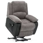 More4Homes POSTANA JUMBO CORD FABRIC RISE RECLINER ARMCHAIR ELECTRIC LIFT RISER CHAIR (Grey) (Grey)