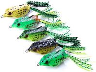 OriGlam 5pcs Topwater Frog Lures, Frog Crankbait Tackle, Frog Fishing Lures Soft Fishing Baits, Hollow Body 3D Eyes Frog Lure Weedless Swimbait with Hook for Bass Pike