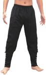 Bslingerie® Men's Medieval Renaissance Elasticated Waist Trousers Pirate Pants, Black, 3XL