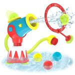 Yookidoo Toddler Bath Toy - Water Cannon Ball Blaster Shooting Game for Bathtub - 5 Balls Plus Target Hoop , Kinetic Hand-Powered Pump (Ages 3-6)