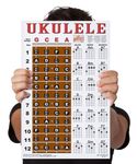 Laminated Ukulele Fretboard Notes & Easy Beginner Chord Chart 11"x17" Instructional Poster for Soprano Concert Tenor Uke by A New Song Music