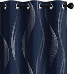 Deconovo Navy Blackout Curtains, Thermal Insulated Room Darkening Energy Efficient Blackout Curtains for Living Room, Navy Blue, 2 Panels, 52x63 Inch