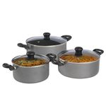 Kreme Deluxe NonStick Casserole Set of 3 with Lid| Aluminum Cookware Set | 2.5 LTR + 3.5 LTR + 4.5 LTR | Uses Less Oil | Induction Base Casserole, Gas Compatible | Biryani Pot/Rice Pot | PFOA-Free