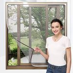 NeatiEase Adjustable DIY Magnetic Window Screen Max 72Inch（H） x 48Inch（W）（180cm x 120cm) Fits Any Size Smaller with White Frame Grey Fiberglass Mesh