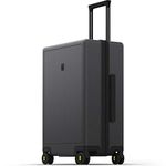 LEVEL8 Checked Luggage 24 inch Suitcase Hand Luggage Lightweight 100% PC Micro-Diamond Textured Design, Medium Suitcase with Wheels,TSA Approved Hard Shell Suitcase Checked-in (66cm, 65,Dark Grey)