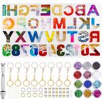 hzpolang 186 Pieces Silicone Moulds Resin Epoxy Mould Kit Casting Letters Numbers Molds Accessories Set for DIY Craft Beginners Making Keyring Jewellery Tool Christmas Kids Decorations