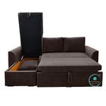 Comfort Designs Creta Textured Premium Polyester Fabric 4 Seater Corner Sofa Cumbed For Living Room, Functional Storage, Soft, Lightweight, Comfortable Sofa (Brown, Medium)