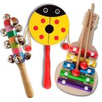 ZeroOneCraft Wooden Non Toxic Colourful Rattle Toys for Newborn Baby, Musical Infant Toy, Gift Set for 6 Month Babies (JDX)