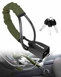 Tevlaphee Steering Wheel Lock Seat Belt Lock Universal Anti Theft Car Device Car Lock Car Theft Prevention with 3 Keys for Car Security Fit Most Vehicles Truck SUV Van (Green)