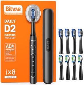 Bitvae ADA Accepted Electric Toothbrush, Travel Toothbrush Rechargeable for Adults and Kids, 60-Day Battery, 5 Modes, 8 Heads, Portable Travel Case & Holder, Shadow Black