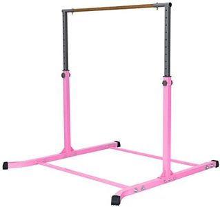 Gymnastic Horizontal Bar Sports Junior Training Bar Adjustable Height Kip Bar (Pink)