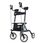 Zler Upright Walkers for Seniors, Upright Rollator Walker with Seat and Big Wheels, Folding Walker Back Erect Rolling Mobility Walking Aid with Backrest Padded Armrests for Elderly, Seniors Adults