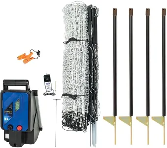 Premier 1 HogNet® Starter Kit | White/Black Electric Net Fence – 24" H x 100'L, Includes: Solar Energizer, PowerLink, FiberTuff Support Posts and Tester
