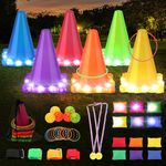 42PCS Ring Toss Game for Kids,3 In 1 Ball & Ring & Bean Bag Toss Game Play Set With LED Light,Outdoor Garden Carnival Party Gmaes Toys for Adults,Obstacle Course Kids