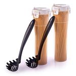 Set of 2 Spaghetti Pasta Container Storage, Cylinder Shaped Noodle Container + 2 Kitchen Supply Spaghetti Server