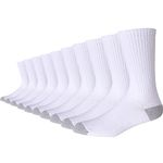 Men's Cotton Performance Duty Work Socks,Athletic Crew Anti Sweat Blisters Cushion Socks(US 13-15,WhiteGrey)