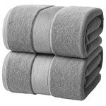 Infinitee Xclusives Premium Bath Sheets Set of 2 Extra Large Bath Towels (90x180cm), 100% Cotton Super Absorbent, Quick-Dry Bath Sheet for Hotel & Spa |Charming Grey|