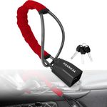 Steering Wheel Lock Seat Belt Lock,Universal Car Locks Fit Most Vehicles,Sturdy Lock for Cars SUV Van Golf Cart Truck Security Products with 2 Keys（Red）