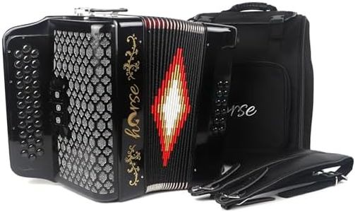 Horse 34 Key Accordion,12 Bass 3-Row G/C/F Diatonic Accordions Instruments for Adults with Luxury Backpack and Straps, 34 Buttons Button Acordeón Acordeones Para Adultos For Beginners to Professionals