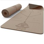 Yogii Yoga Mat - Non-Slip 6mm Thick TPE & Travel-friendly Yoga Mat - Perfect for Home & Gym Exercise Fitness & Pilates - With Laser Alignment Guides for Men & Women