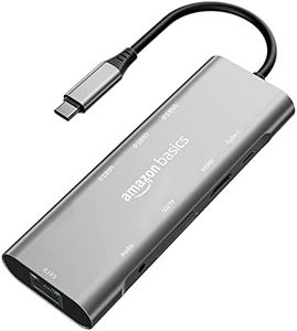 Amazon Basics USB-C Hub Dock 9-in-1 Aluminium Type-C Adapter with 4K HDMI, Ethernet 1000mbps Port, 3 USB 3.0, USB-C Power Delivery, 3.5mm Audio only, TF/SD Card Reader, Mac & Windows USB-C Devices