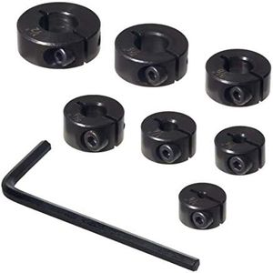 POWERTEC 71491 Drill Bit Stop Collar w/Split Ring Design and Size Markings - 1/8", 3/16", 1/4", 5/16", 3/8", 7/16", 1/2” - 7 Piece Set