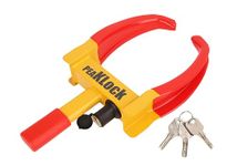 PEAKLOCK Universal Heavy-Duty Wheel Lock – Bright Red-Yellow Anti-Theft Security Clamp Tire Lock for Cars, SUVs, Campers, Motorcycles, and Trailers, Includes 3 Keys