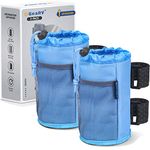 GEARV 2-Pack Bar Cup Holder for Stroller, Bike and Wheelchair; Universal Cup Holders for UTV/ATV, Car, Scooter, Boat; Drink Holder Accessories with Net Pocket and Cord Lock (Ocean Blue)