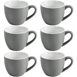 homEdge Procelain Espresso Cup, 3 Ounces / 90 ml Demitasse for Espresso, Tea- Set of 6, Dark Gray