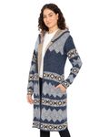 HAUTEMODA Women Woolen Winter Wear Long Front Open Sweater Shrug (X-Large, Navy Blue)