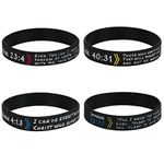 kilofly 4pcs Christian Religious Scripture Bible Verse Rubber Bracelet Wristband