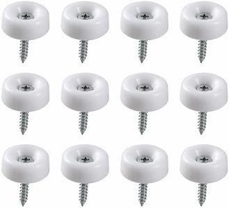 VOLO Pack of 12 Round PVC Screw-On Furniture Buffer Pads – Non-Skid Floor Protectors for Sofas, Chairs, Tables, Noise Insulation, White Nylon