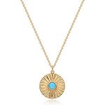 Mevecco Carved Gold Coin Pendant Necklace for Women Girls Men,18K Gold Plated Dainty Minimalist Necklace for Women