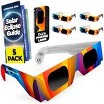 Solar Eclipse Glasses (5 pack) 2024 CE and ISO Certified Approved 2024 Safe Shades for Direct Sun Viewing