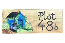 Personalised Shed Allotment Plot Number Sign, Wooden Plaque, Garden Shed Sign, Hand Made Hand Painted Plot Marker