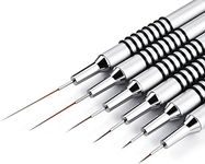 Nail Art Liner Brushes Set, 6Pcs Nail Art Design Brush Striping Thin Long Lines Dotting Drawing Pen, UV Gel Polish Painting Metal Handle Striper Brushes Size 5/7/9/11/20/25mm