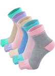 Womens Toe Socks Ladies Cotton Five Finger Running Socks Mini Crew Sport Socks, 5 Pairs, Multicoloured 1-5 Pairs, Women's shoe size UK 4-9