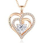 Lomantise April Heart Birthstone Necklace for Women 925 Sterling Silver Wife Jewelry Gift Rose Gold I Love You Pendant Valentines Day Anniversary Birthday Gifts for Girlfriend Mom