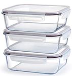 Franklin Lade Glass Food Storage Containers | 3 Piece Extra Large Set 1520ml | BPA-Free Airtight LeakProof Lid | Glass Food Containers | Glass Containers with Lids | Oven, Freezer & Dishwasher Safe