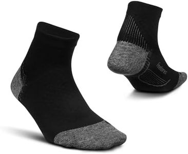 Feetures Plantar Fasciitis Relief Ultra Light Cushion Quarter Sock for Women & Men - Black, L (1 Pair)