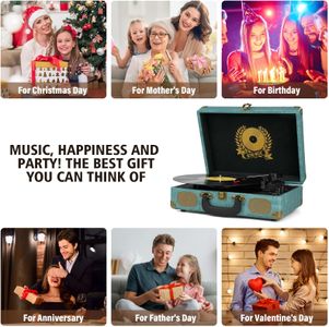 Vintage Bluetooth Record Player – Military Green Turntable