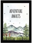 AR Creative Inspirational Adventure Awaits Quotes Printed Art Frame Beautiful Mountain Scenery Office Decor, Motivational Quotes Poster (13.6 inch x 10.2 inch)