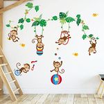 decalmile Monkey and Tree Wall Decals Animal Circus Kids Wall Stickers Baby Nursery Childrens Bedroom Wall Decor