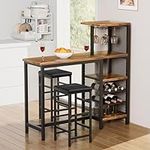 VECELO Bar Table and Chairs Set for