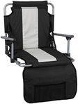Stansport Folding Stadium Seat W/Arms, Black/Silver Stripe