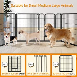 Yaheetech 8-Panel Dog Playpen, 100cm – Indoor/Outdoor Pet Fence