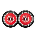 CLAS FOX 1 Pair Pro Stunt Scooter Wheel 110mm Hollow Wheels with ABEC 9 Bearings for MGP/Razor/Lucky/Envy/Vokul Scooter (2pcs) (Black PU Red Core)