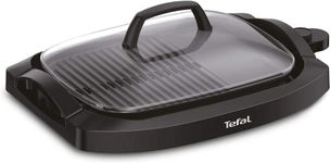 TEFAL Plancha Electric Smokeless Grill with Lid, Black, Plastic/Steel, CB6A0827